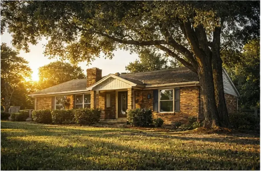Brick ranch home under a large oak, typical of Cordova, Tennessee neighborhoods
